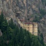 Exterior view of Sumela Monastery in the mountains on the Black Sea coast of Turkey.