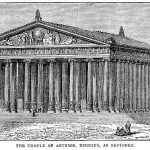 Vintage engraving showing the Temple of Artemis at Ephesus.  Ephesus was an ancient Greek city, and later a major Roman city, on the west coast of Asia Minor, near present-day Selcuk, Izmir Province, Turkey.